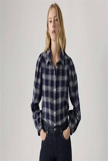 WOVEN SHIRTS-Shahi Exports Slub Plaid Navy COTTON